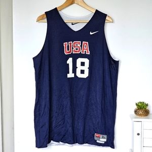 Vtg USA Basketball Reversible Team Issued Practice Jersey Nike XLT #18 Mesh Logo